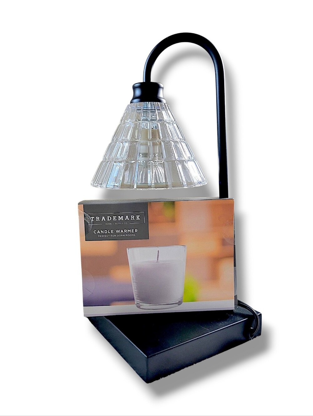 Trademark Home + Supply Co NWT Candle Warmer Lamp Black Glass Shade